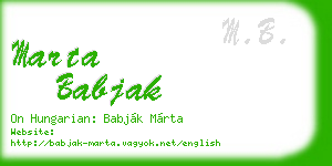 marta babjak business card